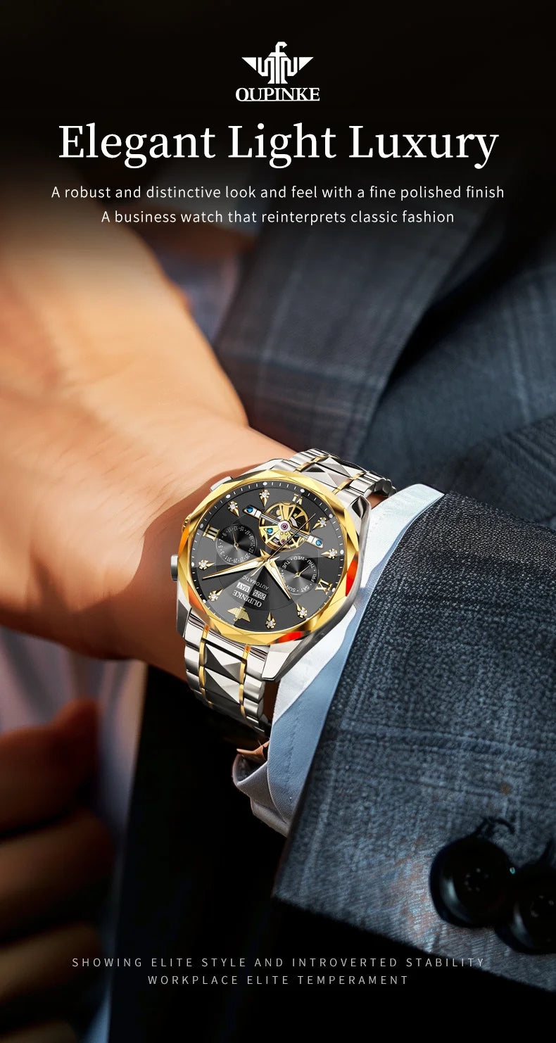 OUPINKE 3316 Automatic Mechanical Watch Classic New Version Watches for Men High-end Large Dial Wristwatch