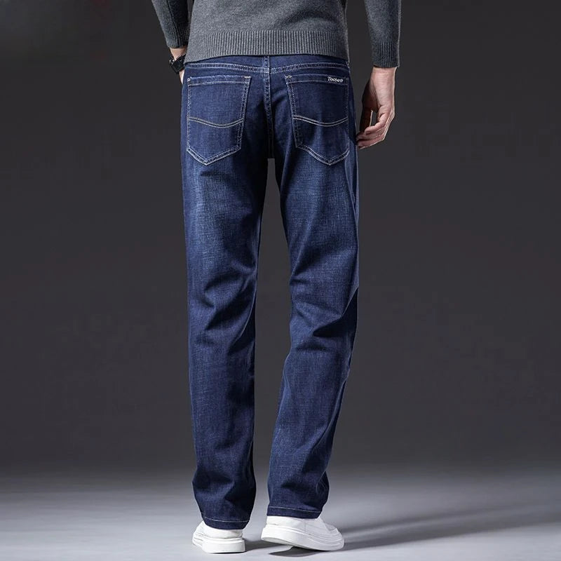Baggy Straight Jeans for Men Classic Mens Cowboy Pants Regular Trousers Denim Elastic Tight Pipe Casual Low Rise Goth Stacked Xs