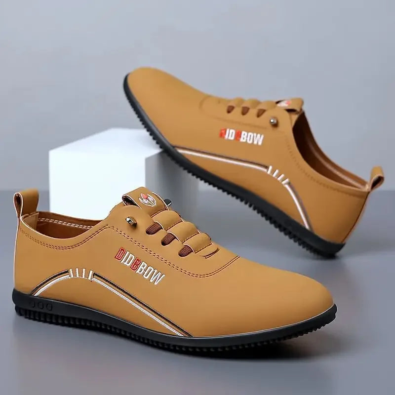 Soft Leather Men's Business Casual Shoes Slip-On Lightweight Bean Bean Shoes Dad Shoes Fall Season Comfortable Bottom Shoes