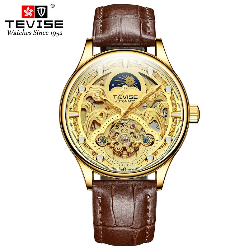 TEVISE New Watch Hollow out Waterproof Business Casual Watch Fully Automatic Men's Mechanical Watch T820D