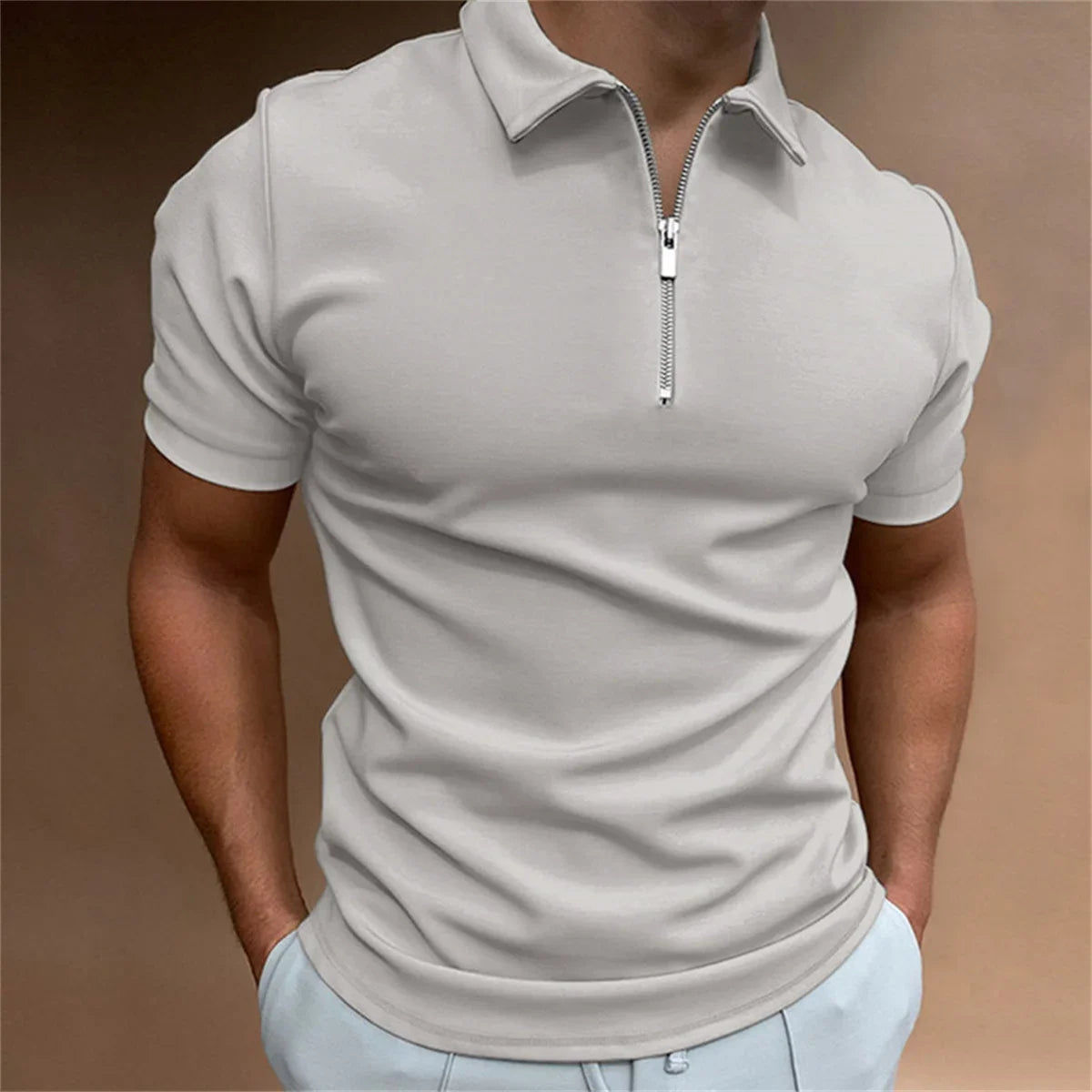 Summer Men's Polo Shirt Solid Color Short Sleeve Casual Loose Simple High-Quality Slim-Fit Large Size Men's Wear