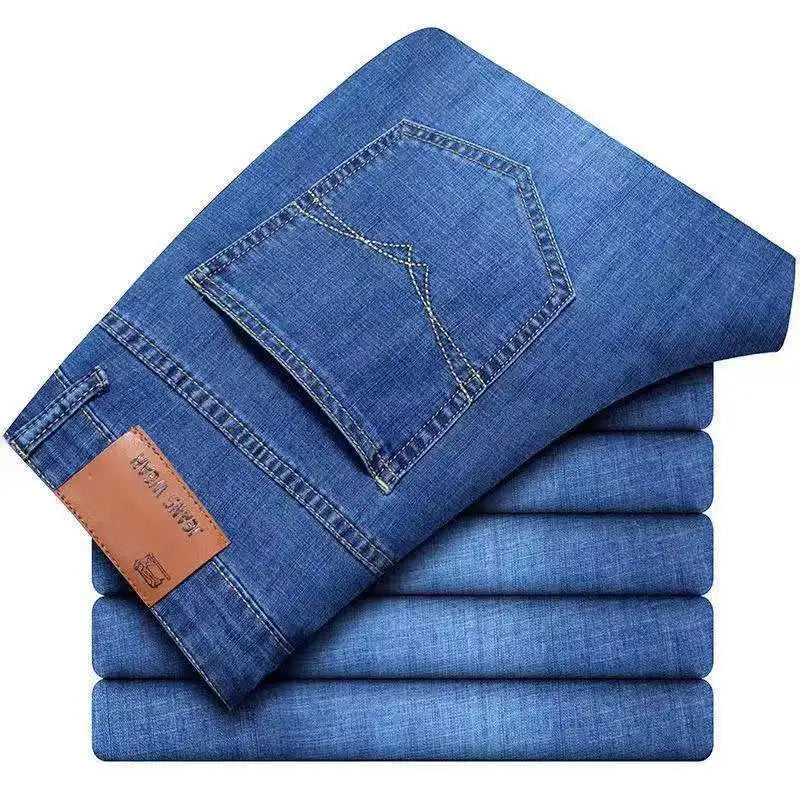 2025 Spring and Autumn New Men Fashion Casual Straight Leg Jeans Solid Color Foldable Comfortable Soft Business Brand Pants