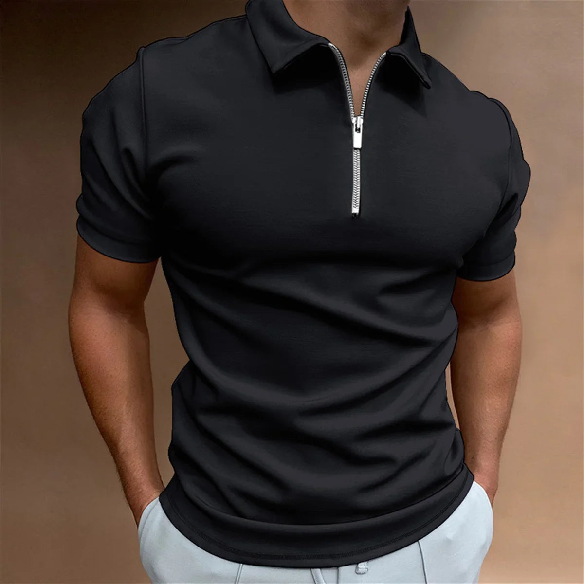 Summer Men's Polo Shirt Solid Color Short Sleeve Casual Loose Simple High-Quality Slim-Fit Large Size Men's Wear