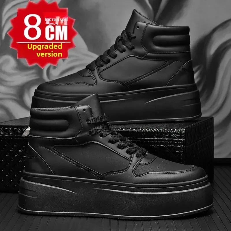 White Sneakers Heightening 12cm Thickened Shoe Bottom Korean Style Platform Invisible Heightening 10cm Cosplay Role-playing Men'