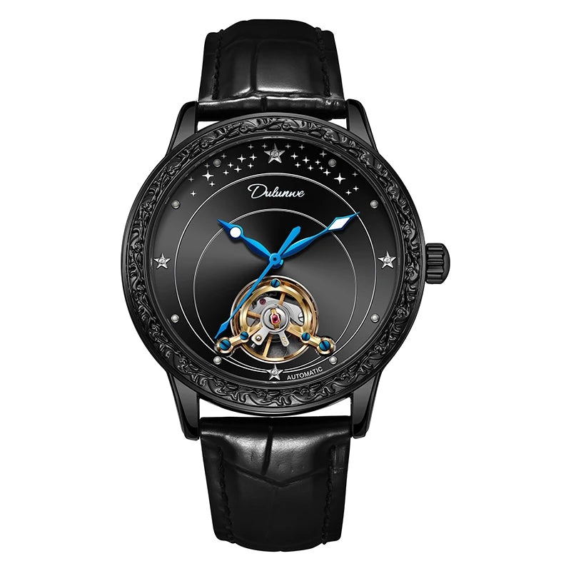 Business Men Tourbillon Mechanical Watches Luxury Waterproof Luminous Automatic Leather strap Watch Men relogios masculino