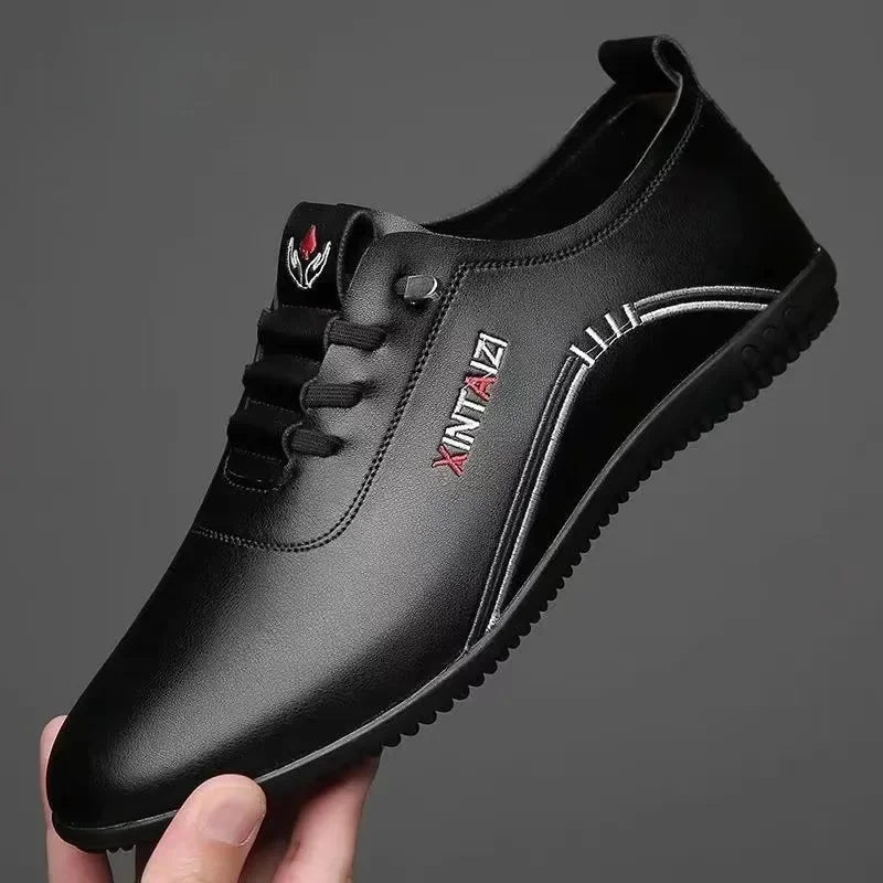 Soft Leather Men's Business Casual Shoes Slip-On Lightweight Bean Bean Shoes Dad Shoes Fall Season Comfortable Bottom Shoes