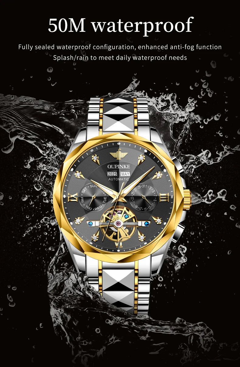 OUPINKE 3316 Automatic Mechanical Watch Classic New Version Watches for Men High-end Large Dial Wristwatch