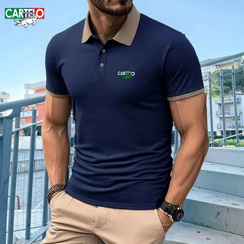 Men's High Quality Short sleeved Polo Shirt Summer Fashion Business Leisure Multi functional Top