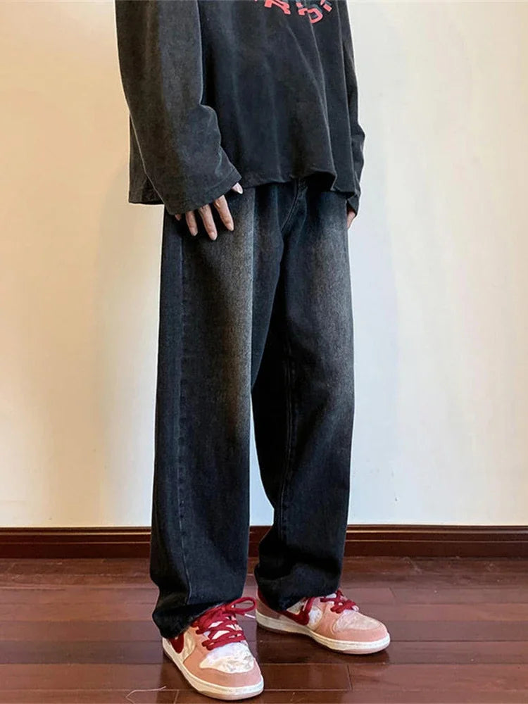 Baggy Jeans Trousers Male Denim Pants Black Wide Leg Pants Men's Jeans Cargo pants for men Korean Streetwear Hip Hop Harajuku