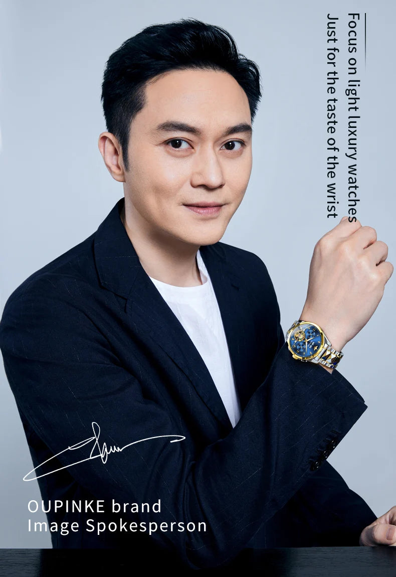  OUPINKE 3276 Mens Watch Original luxury Brand Automatic Mechanical Watch Dragon Dial Watch For Men Moon Phase Watch Mens Gift