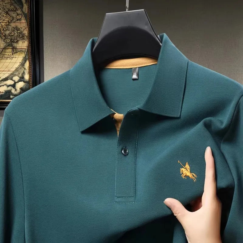 High end brand long sleeved polo shirt men's autumn new fashion embroidery lapel T-shirt casual business Paul men's clothing