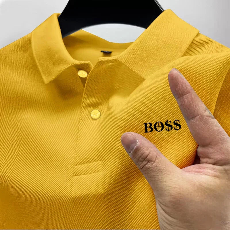 Men's short-sleeved polo shirt 2025, quick-drying, breathable, casual, fashionable, business, sporty, summer, high collar, new s