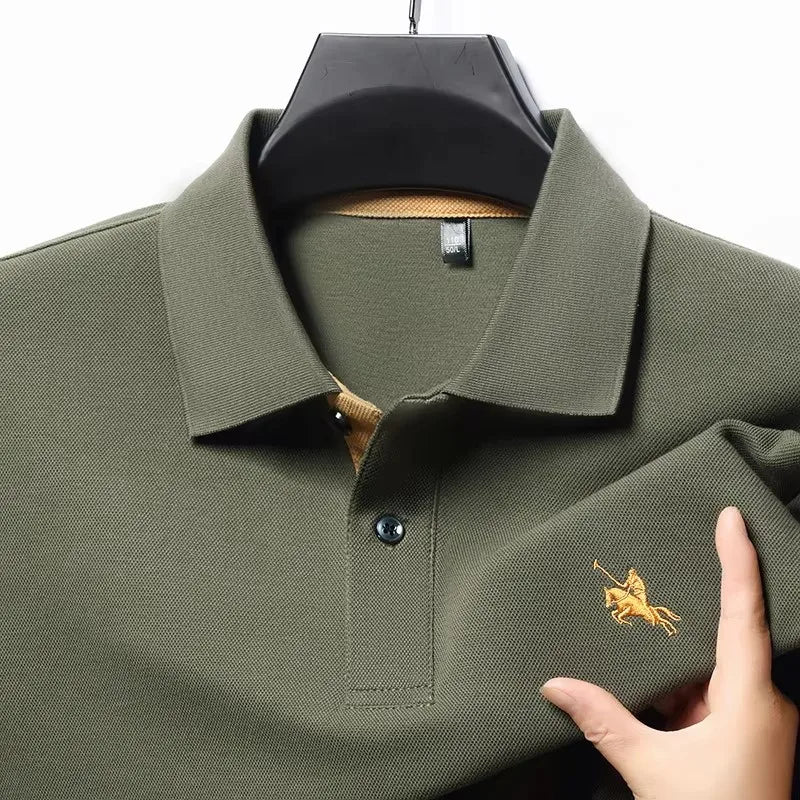High end brand long sleeved polo shirt men's autumn new fashion embroidery lapel T-shirt casual business Paul men's clothing
