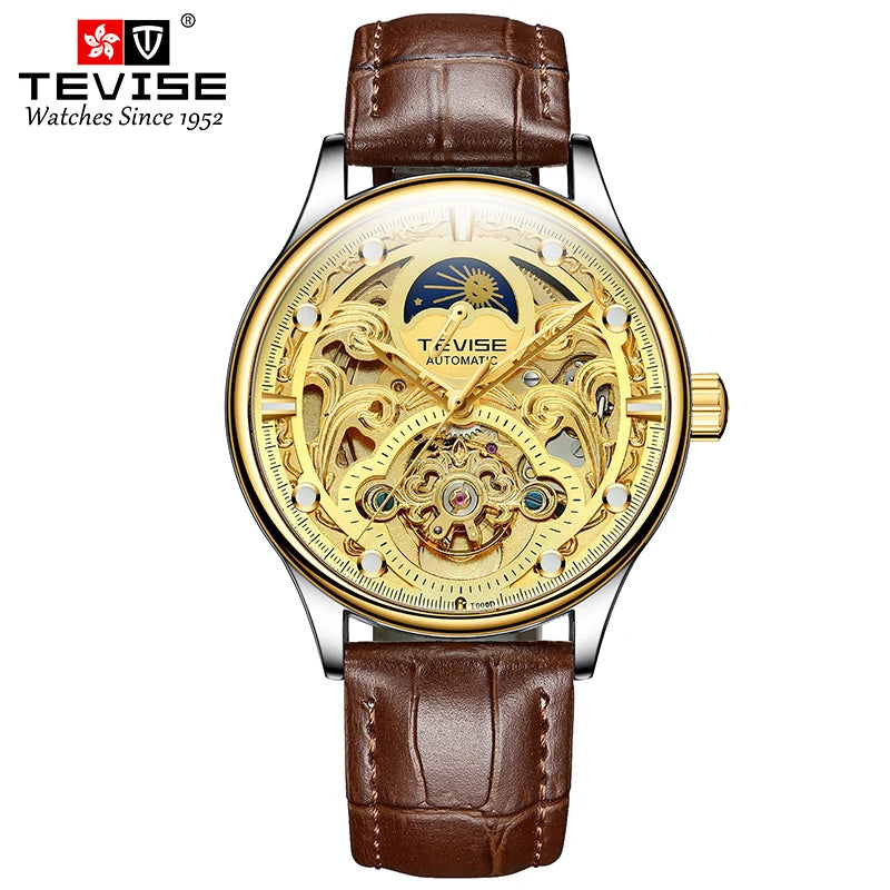 TEVISE New Watch Hollow out Waterproof Business Casual Watch Fully Automatic Men's Mechanical Watch T820D