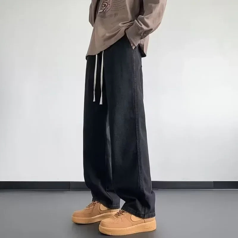 Men's Jeans Spring Autumn New Loose Straight Comfortable High Street Casual Trousers Trendy American Style
