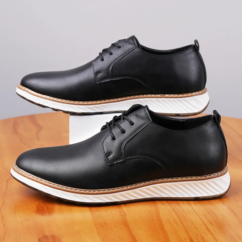 New trade plus size men's business dress shoes for 2025, comfortable, trendy, fashionable and casual leather shoes