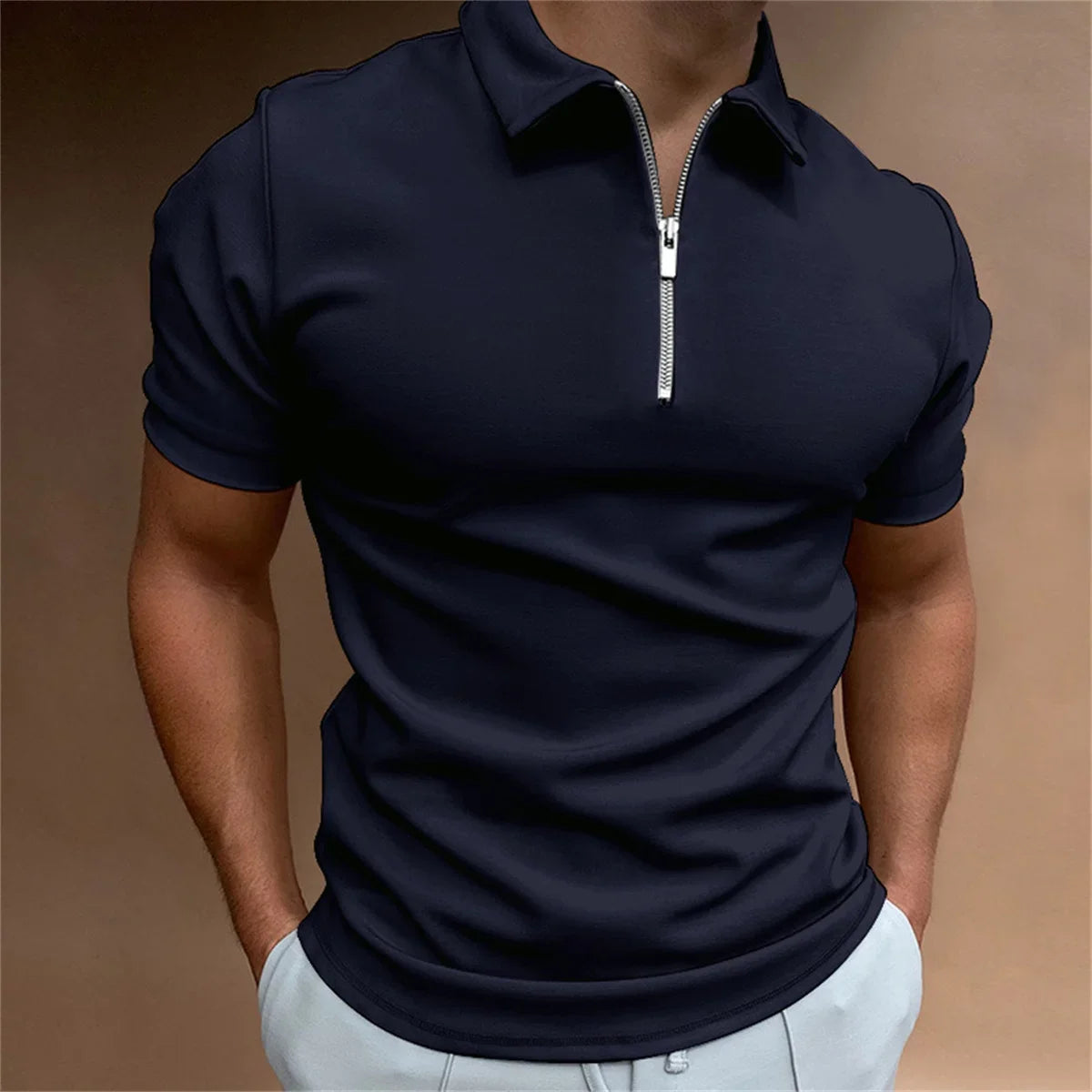 Summer Men's Polo Shirt Solid Color Short Sleeve Casual Loose Simple High-Quality Slim-Fit Large Size Men's Wear