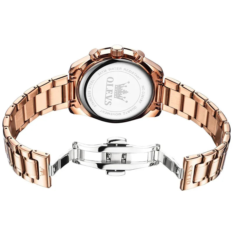 OLEVS Top Fashion All Steel Men Watch Trend Quartz Watch Moon Phase Luminous Steel Strip Waterproof Male Wristwatch