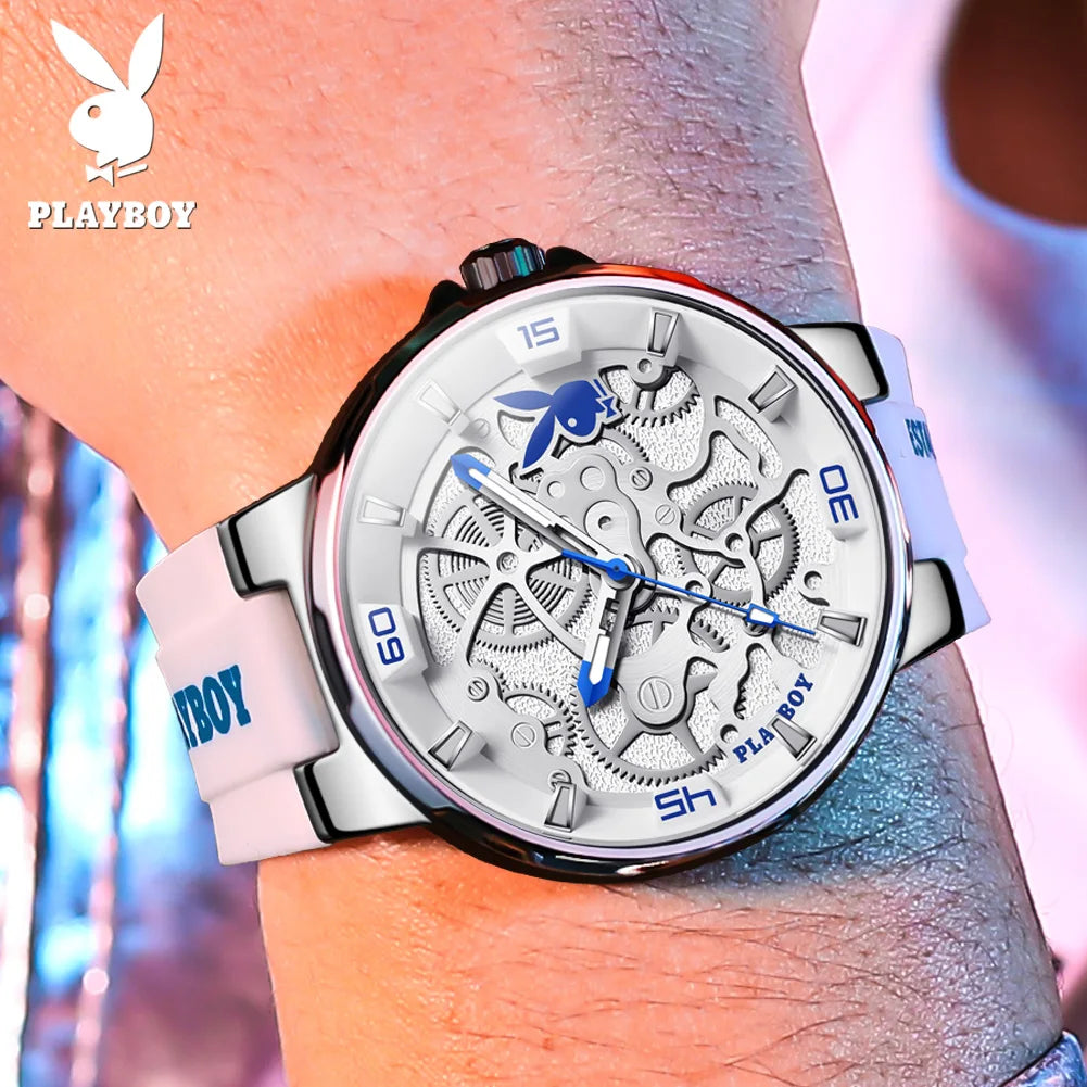 PLAYBOY High Quality Sports Quartz Watch for Men Fashion Silicone Strap Man Wristwatch Waterproof Luxury Top Brand Men's Watches