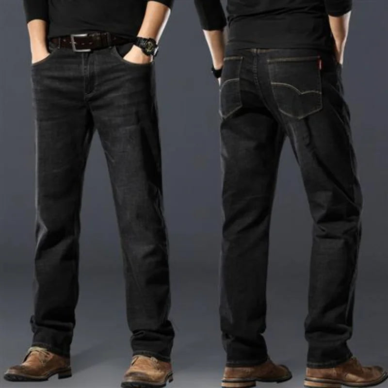 Baggy Straight Jeans for Men Classic Mens Cowboy Pants Regular Trousers Denim Elastic Tight Pipe Casual Low Rise Goth Stacked Xs