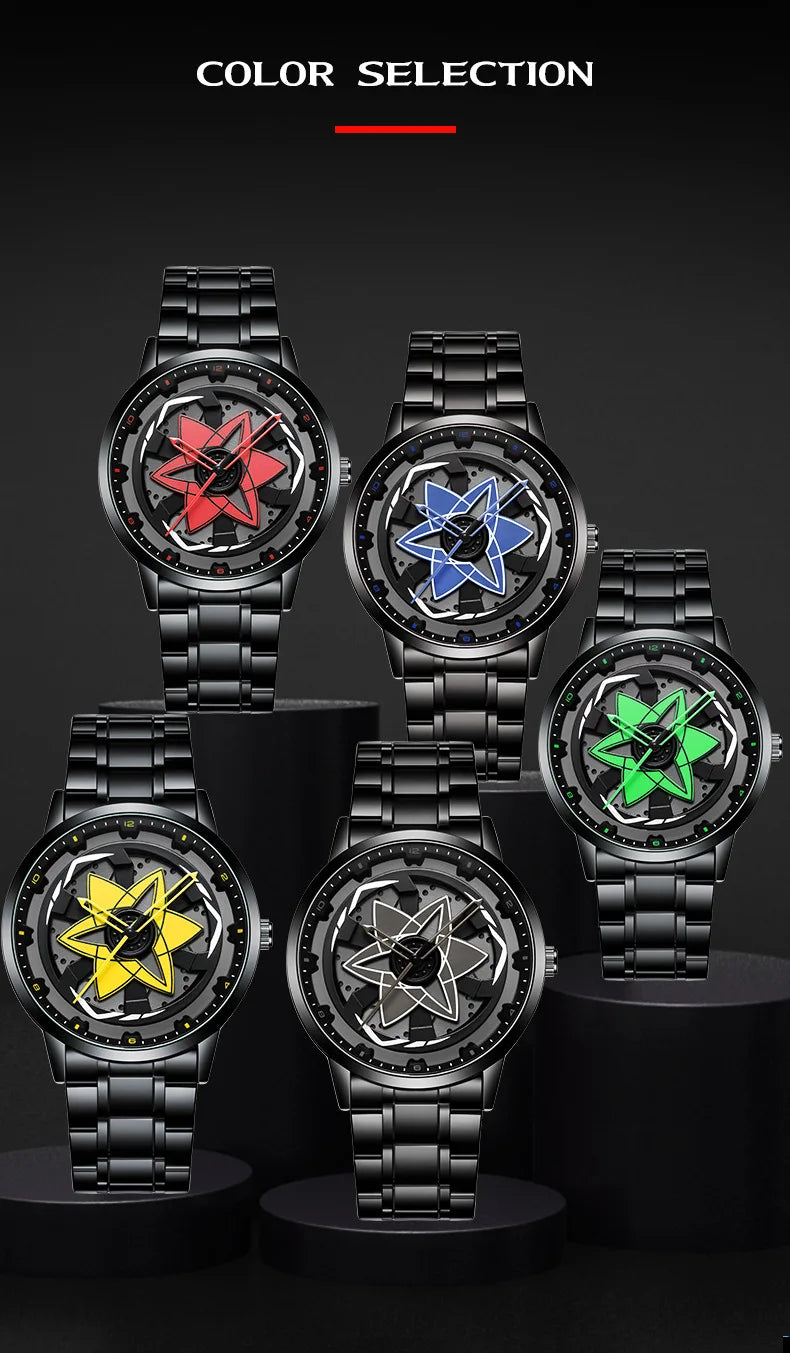 Kaleidoscope Sharingan Rotary Dial Watch 3D Japanese Anime Dial Quartz Men's Watch Top Brand Luxury Waterproof Fashion Men Watch