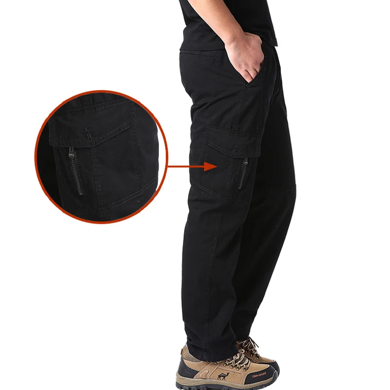 Plus Size Men's Cargo Pants Casual Loose Multi Pocket High Quality Cotton Pants Long Trousers Mens Jogger Pants 5XL 6XL