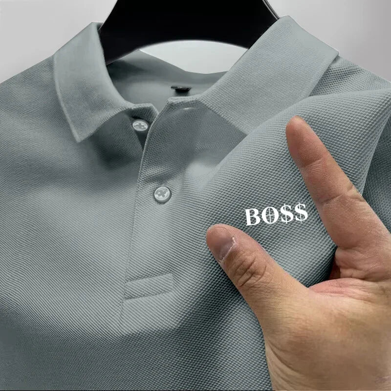 Men's short-sleeved polo shirt 2025, quick-drying, breathable, casual, fashionable, business, sporty, summer, high collar, new s