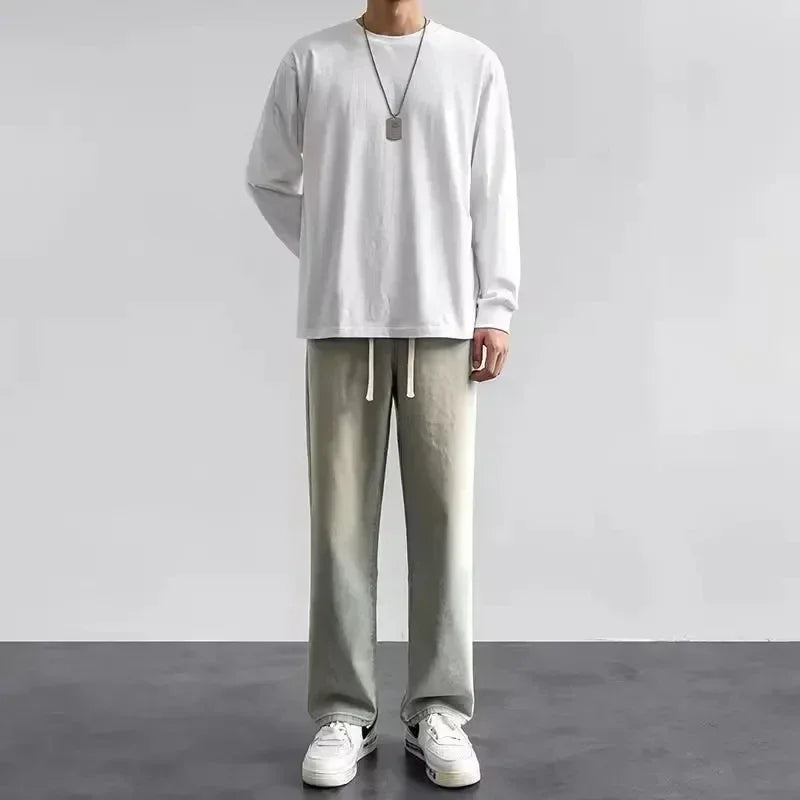 Men's Jeans Spring Autumn New Loose Straight Comfortable High Street Casual Trousers Trendy American Style