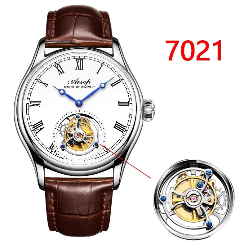 Aesop Real Flying Tourbillon Movement Mechanical Watches Luxury Watch for Men Skeleton Tourbillon Watch Sapphire Official Store