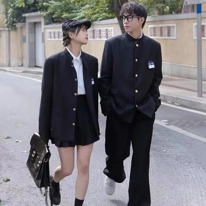Dk Uniform Suit Men School Uniforms Black Jacket Top Japanese School Jacket Spring Summer New Coat Male Streetwear Mao Suit