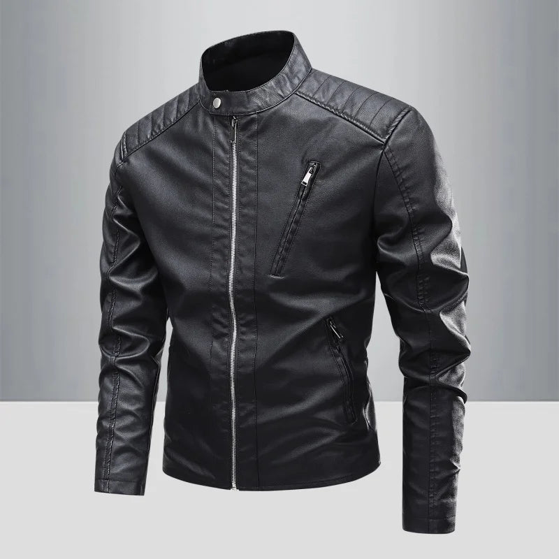 Leather Jacket Men's Casual Trend Brand Slim Fit Handsome Youth Leather Jacket Men Spring Autumn Motorcycle PU Leather Jacket