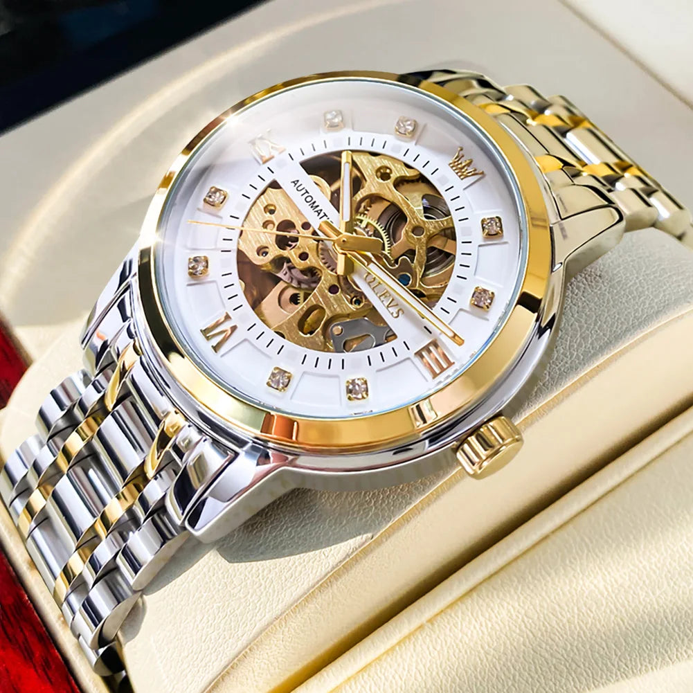 OELVS 9901 Luxury Men's Watches Fashion Dress Automatic Mechanical Wristwatch Waterproof Luminous Hollow Watch for Man Reloj
