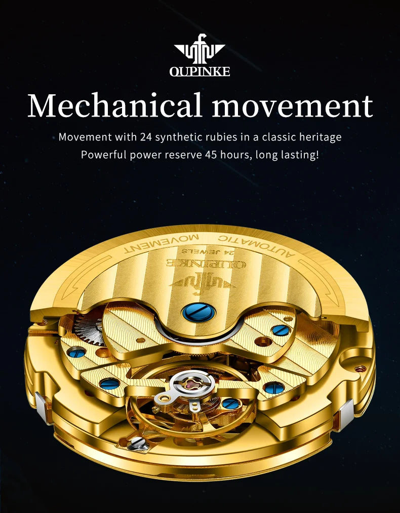 OUPINKE 3316 Automatic Mechanical Watch Classic New Version Watches for Men High-end Large Dial Wristwatch