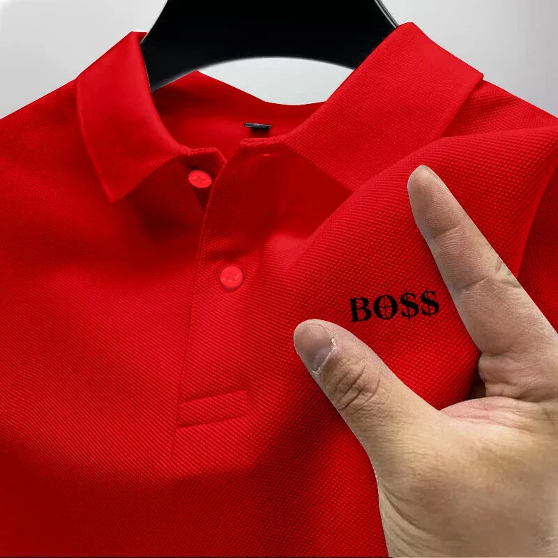 Men's short-sleeved polo shirt 2025, quick-drying, breathable, casual, fashionable, business, sporty, summer, high collar, new s