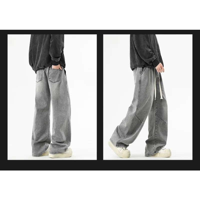 American Jeans Hosen Large Wide Version Pant Sets Draped Retro Straight Casual Trendy Brand Wide-leg Trousers Men's Clothing
