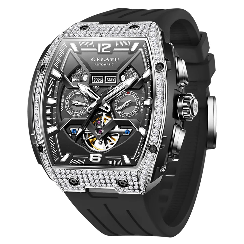 Reloj Hombre GELATU Luxury Top Brand Multifunction Tourbillon Men's Watch High Quality Automatic Mechanical Watch Sapphire