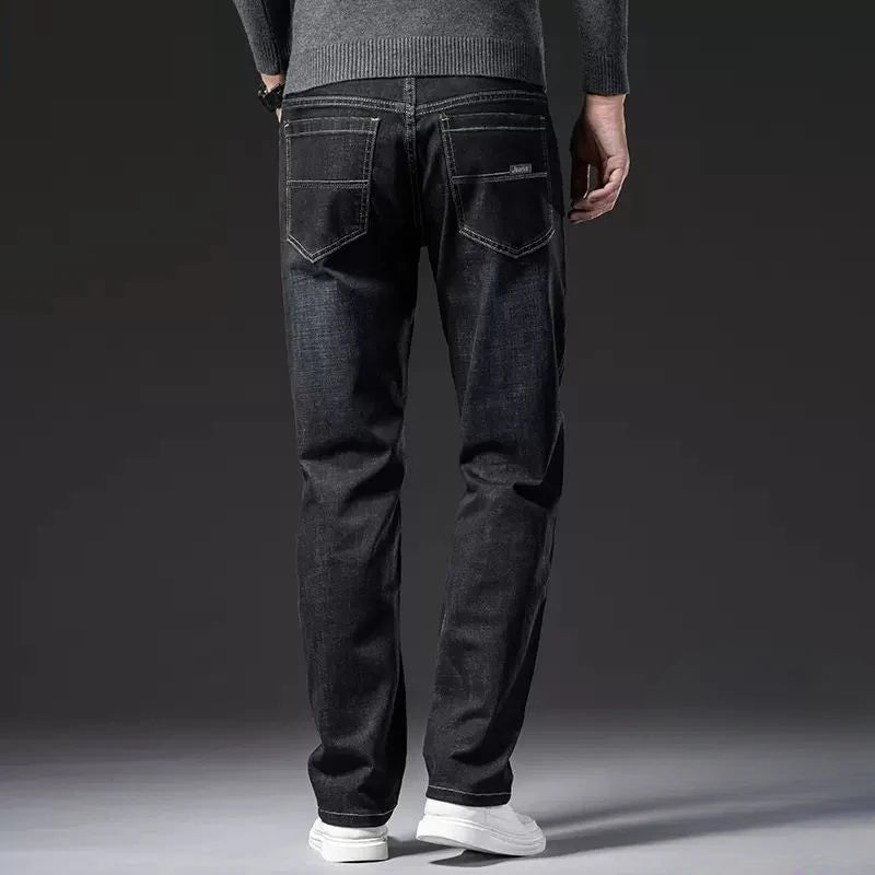 Baggy Straight Jeans for Men Classic Mens Cowboy Pants Regular Trousers Denim Elastic Tight Pipe Casual Low Rise Goth Stacked Xs