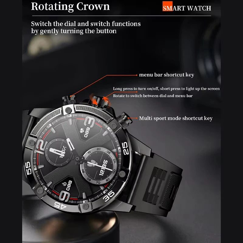 New Men Smart Watch Business AI Voice Assistant Durable Health Monitoring Waterproof Bluetooth Call For Android IOS Smartwatches