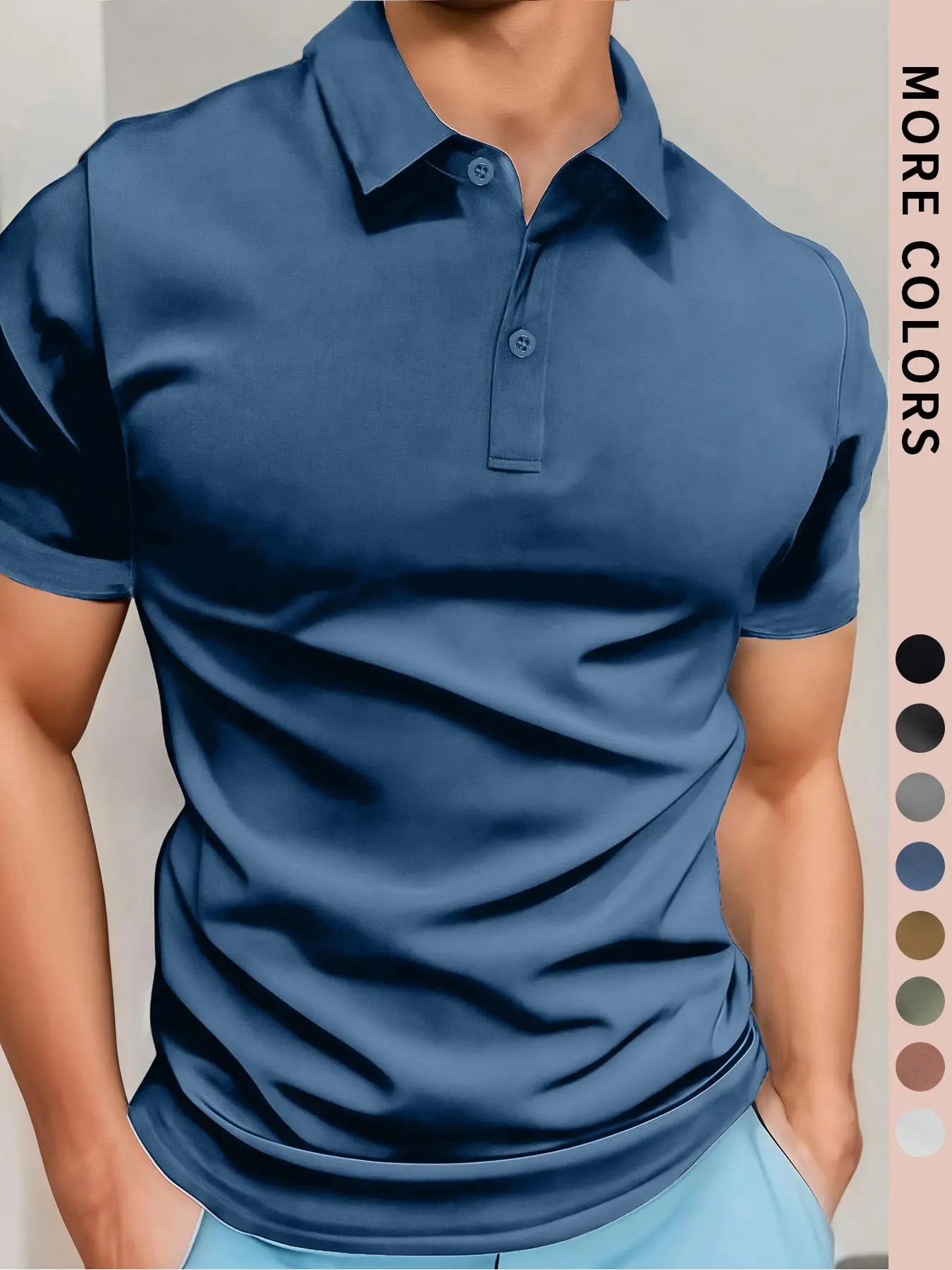Men's Polo Simple Pure Color Short-Sleeved Shirt, High-Grade Fabric, Breathable and Comfortable Fabric with Ice Feel, Summer Outdoor Casual Men's Shirt, Men's Gifts