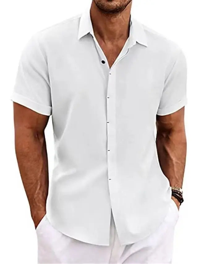 Men's Shirt with Short Sleeves Linen Shirt Mensolid Color Shirt Summer Shirt Men Shirts Shirts Men Dress Shirt Shirt Man Men