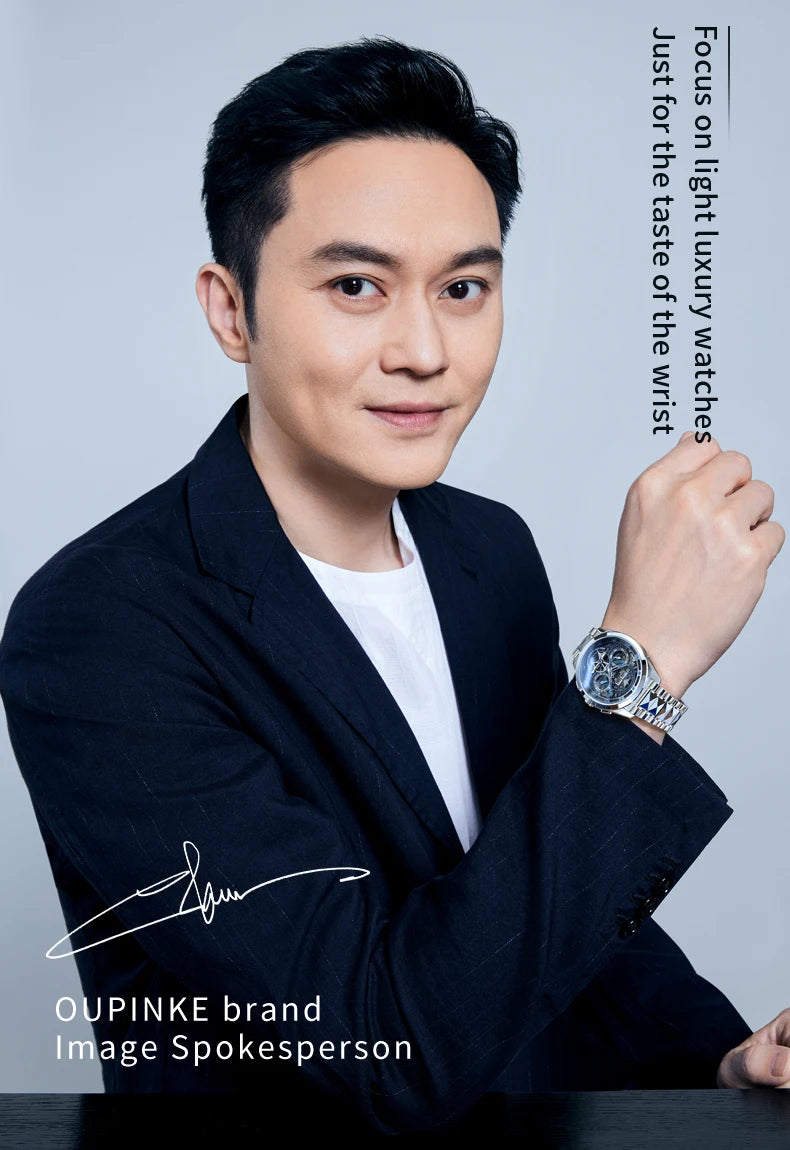 OUPINKE 3251 Watch For Men Auto Date Hollow Skeleton Luxury Automatic Mechanical Hand Clock Top Brand Waterproof Man Watches