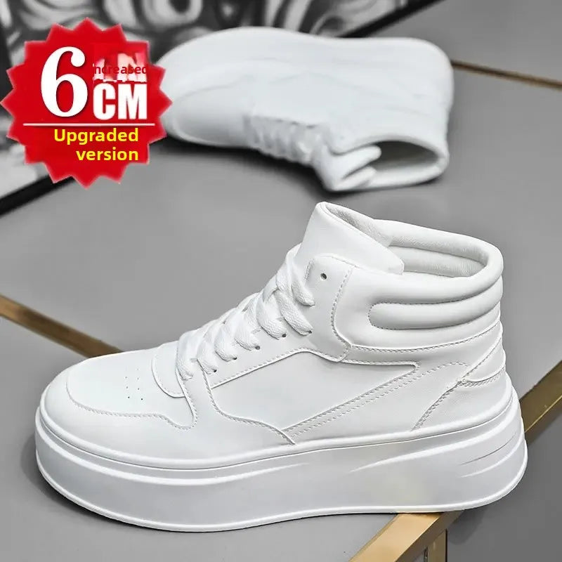 White Sneakers Heightening 12cm Thickened Shoe Bottom Korean Style Platform Invisible Heightening 10cm Cosplay Role-playing Men'