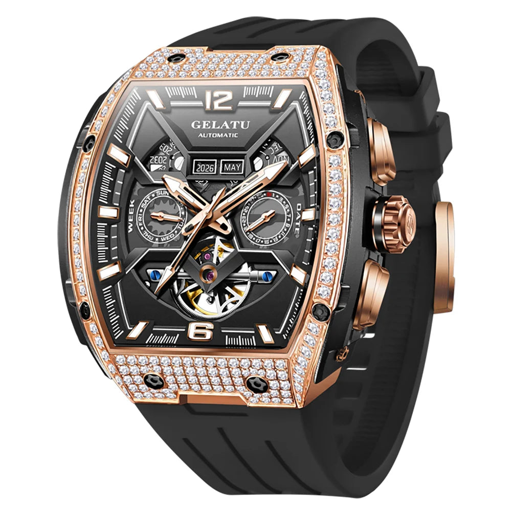 Reloj Hombre GELATU Luxury Top Brand Multifunction Tourbillon Men's Watch High Quality Automatic Mechanical Watch Sapphire