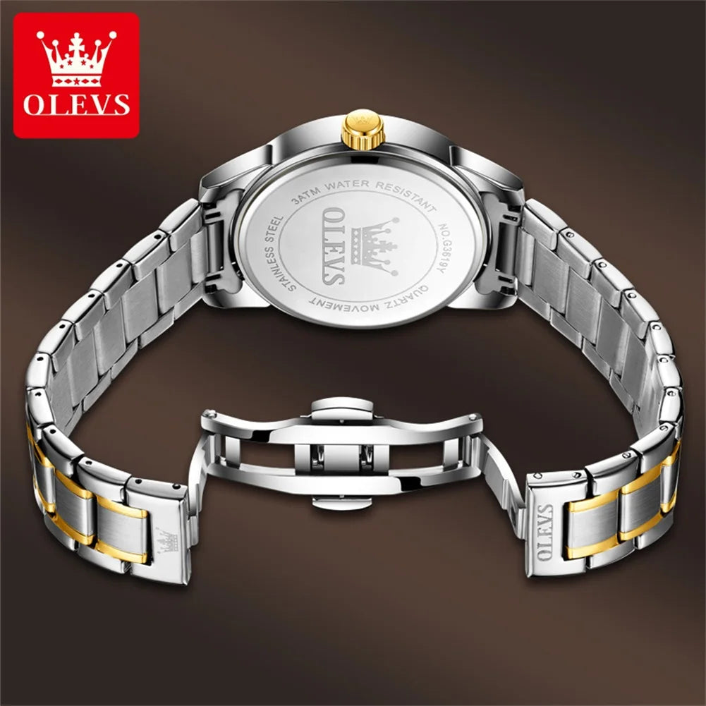 OLEVS 3619 Mens Watch Top Brand Fashion Original Quartz Watch for Man China Loong Dragon Dial Waterproof Luminous Date Reloj