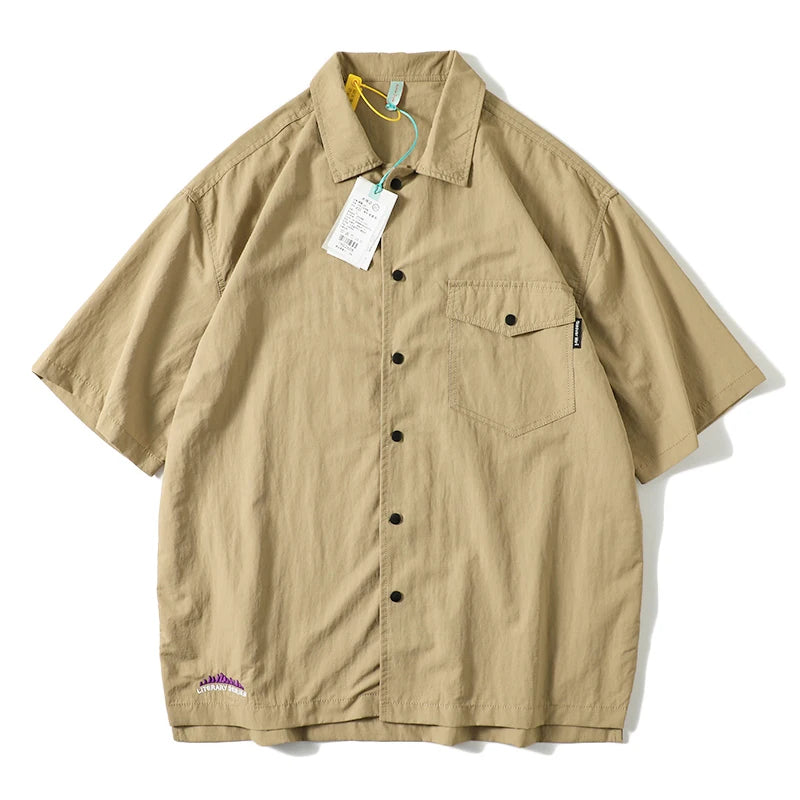 Men Shirts Fashion Business Outdoor Function Waterproof Sunscreen Quick Drying Breathable Summer Thin Short-sleeved Shirt