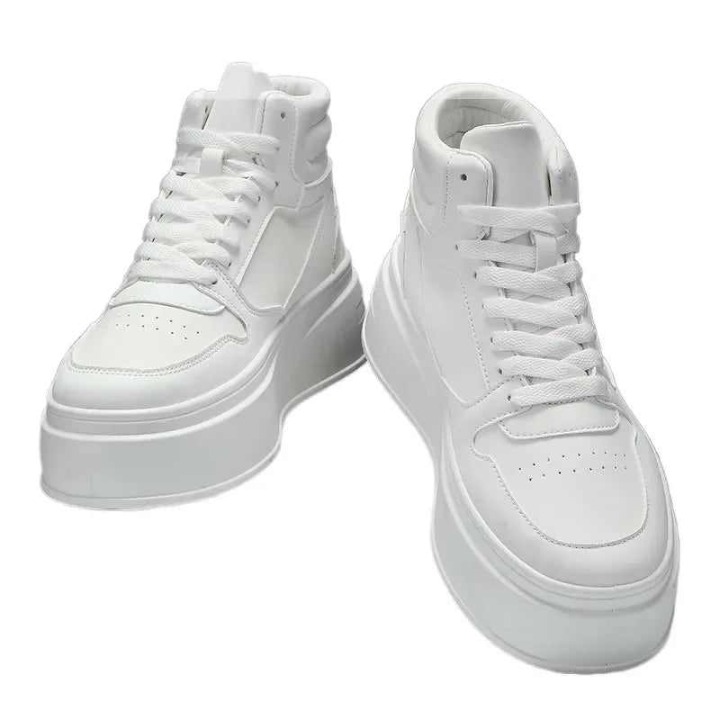 White Sneakers Heightening 12cm Thickened Shoe Bottom Korean Style Platform Invisible Heightening 10cm Cosplay Role-playing Men'