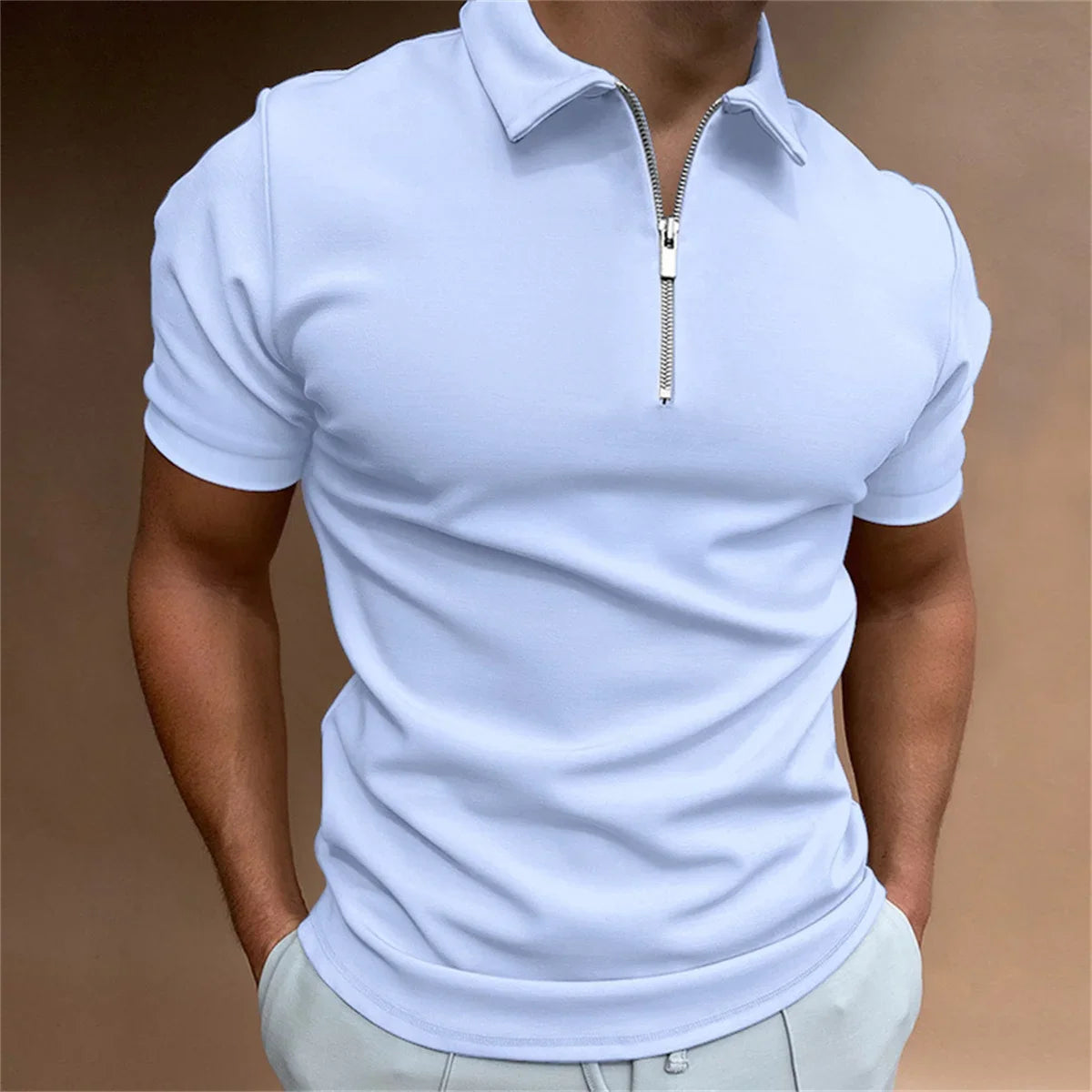 Summer Men's Polo Shirt Solid Color Short Sleeve Casual Loose Simple High-Quality Slim-Fit Large Size Men's Wear