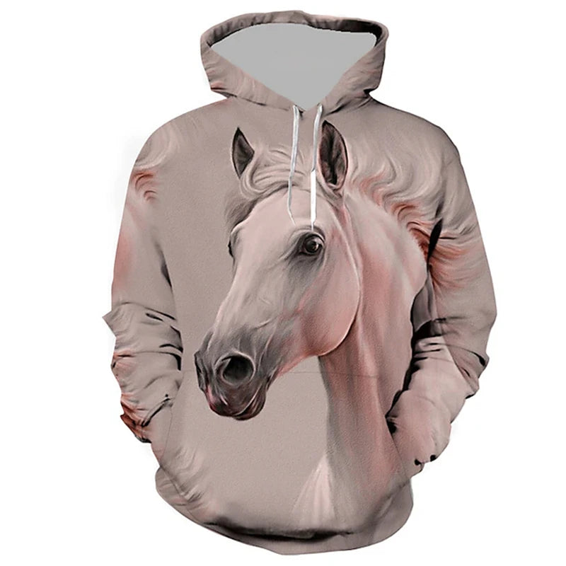 Colorful Horse Graphic 3D Print Hoodie Men Women Cool Streetwear Hip Hop Hoodies Oversized Pullover Sweatshirts Male Clothing