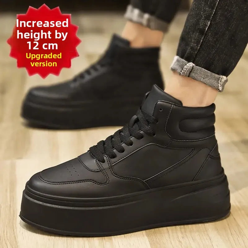 White Sneakers Heightening 12cm Thickened Shoe Bottom Korean Style Platform Invisible Heightening 10cm Cosplay Role-playing Men'