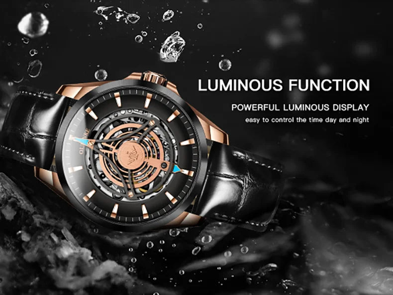 OUPINKE 3206 Men's Watches Sky Eye Automatic Mechanical Wristwatch for Man Waterproof Stainless Steel Luminous Sapphire Luxury